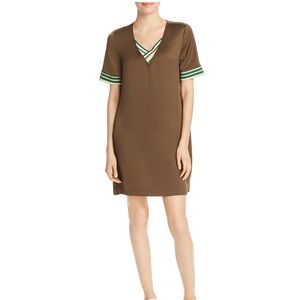 SCOTCH & SODA olive green satin short sleeve t-shirt dress S